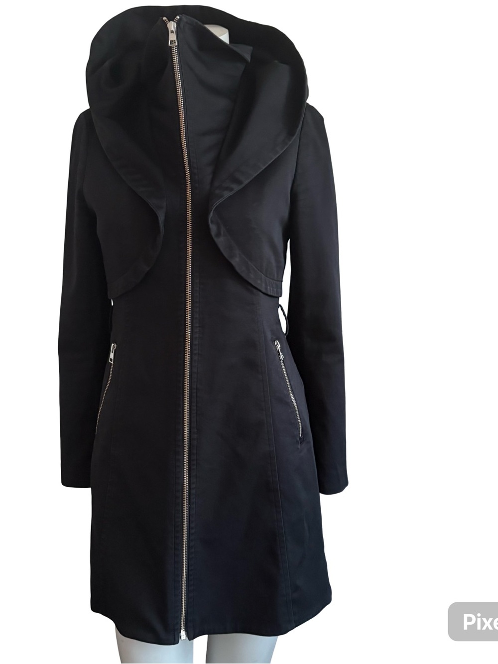 Soia & Kyo Black Hooded Zip-Front Trench Coat